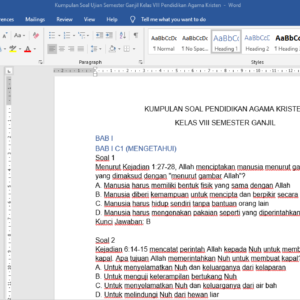 Kumpulan Soal Ujian Semester Ganjil Kelas VIII Pendidikan Agama Kristen